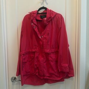 J CREW - hot pink rain jacket.  Adjustable waist.  Multiple pockets.  2X